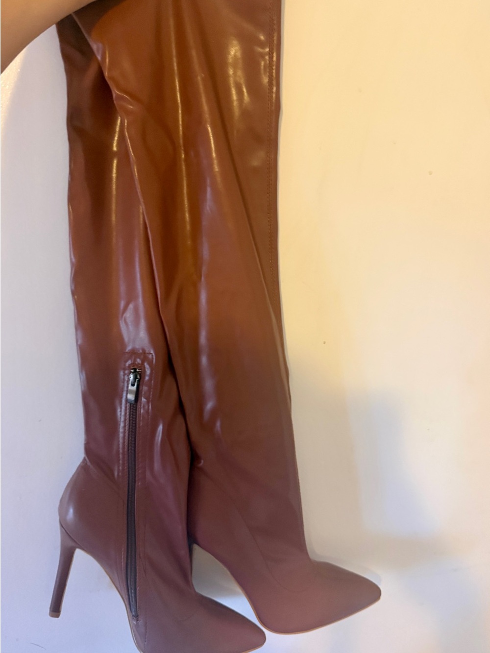 Women's Over-the-Knee Pointed-Toe Stiletto Boots - Brown